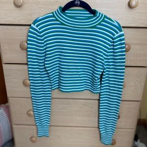 Striped Long Sleeve Crop Top